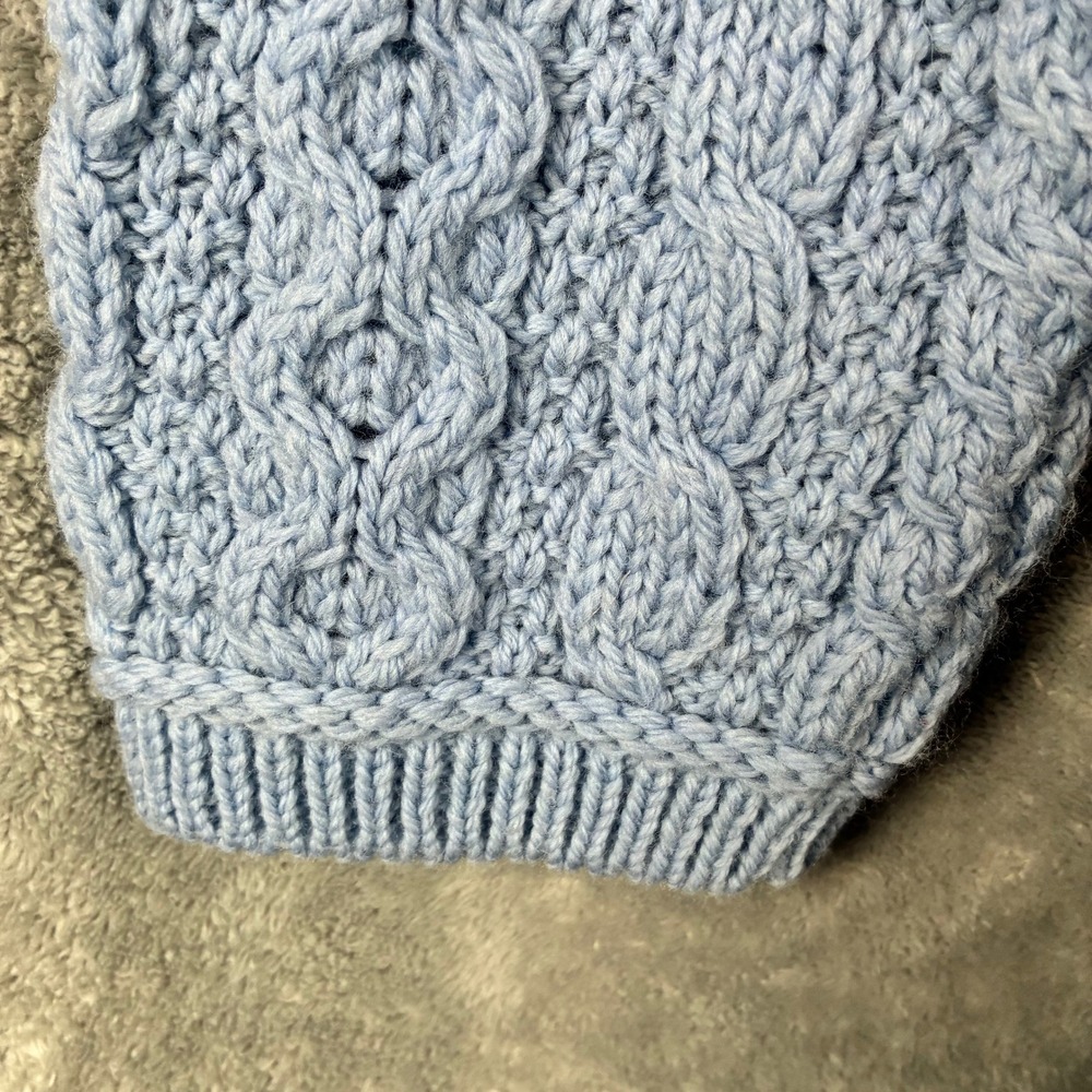Aran Crafts Cardigan Double Collar‎ Zip Women XXL Light Blue 100% Merino Wool - Picture 8 of 13